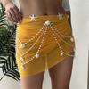 Summer Starfish Shell Layered Waist Chain for Women Gold Tone Adjustable Multi Strand Beach Body Chain Bohemian Jewelry