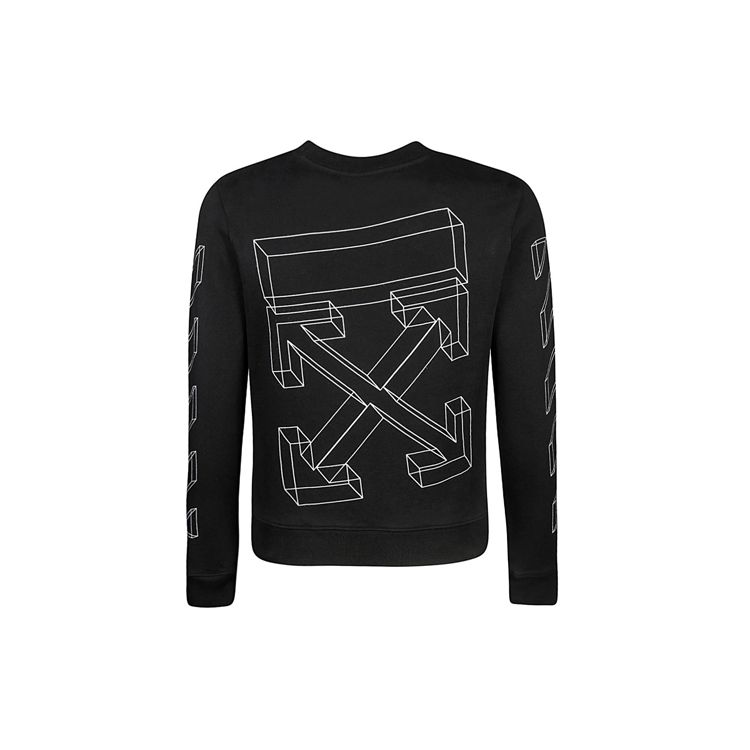 Off-White 3D Line Crewneck Sweatshirt Black Men Tops OMBA025E181920021001