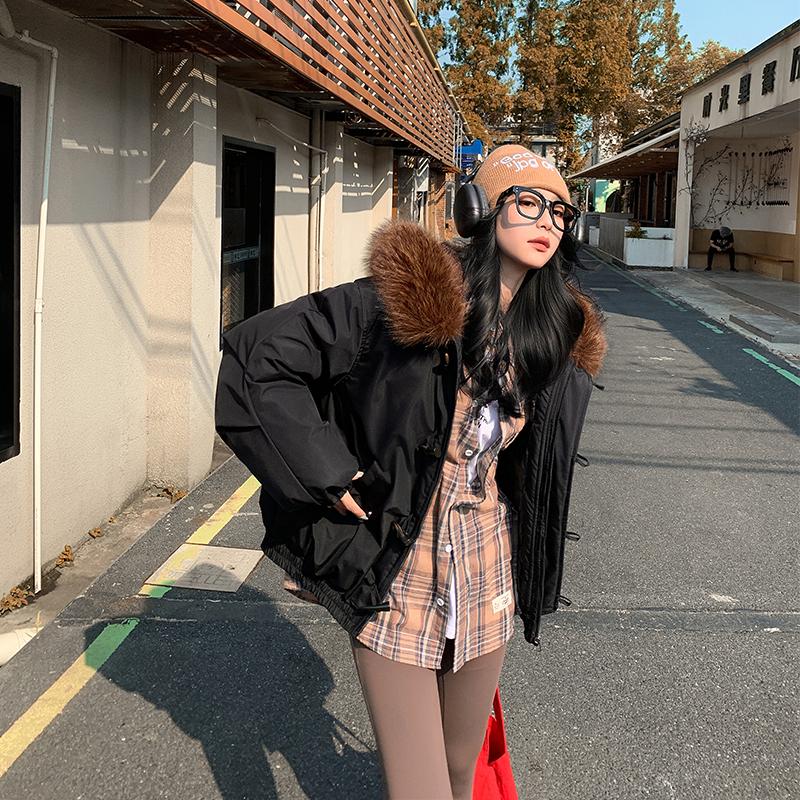 Осень-зима, утепленная теплая парка, женская повседневная милая однотонная Свободная куртка с капюшоном и большим карманом, верхняя одежда