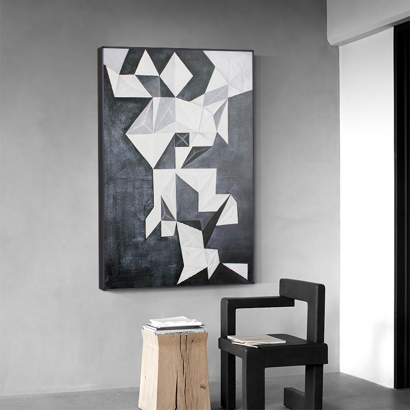 Абстрактные геометрические столкновения холст картины постеры и печать простые черно-белые настенные рисунки картины для гостиной спальни