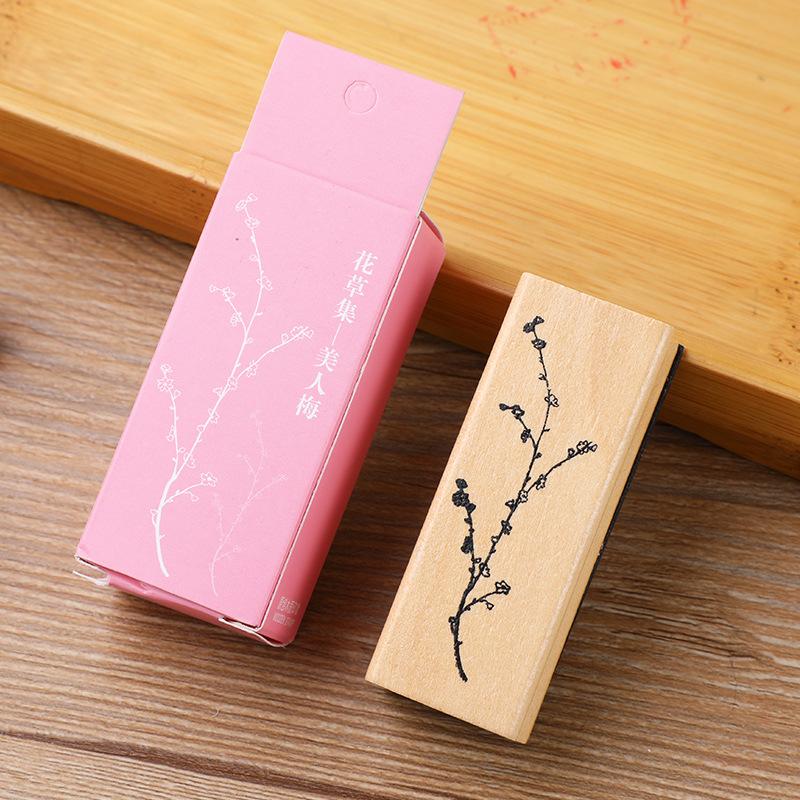 1 шт. Изысканный цветок трава растения деревянный штамп креативная тема природы скрапбук журнал шаблон печать дневник альбом украшение своими руками