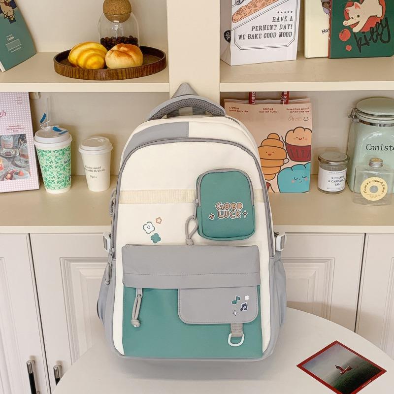 Рюкзак в стиле колледжа высокой ценности, милый, с контрастной цветной вставкой, рюкзак большой вместимости для старшеклассников