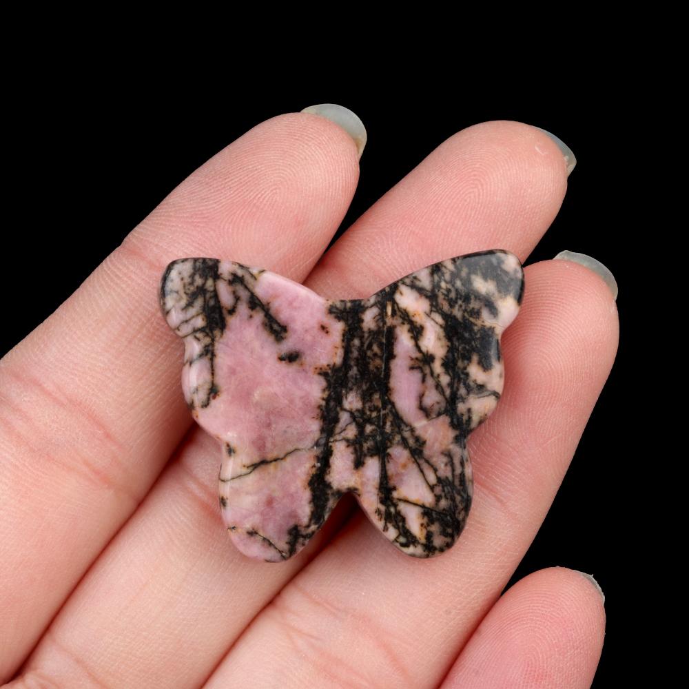 1Pc Reiki Healing Crystal Carved Butterfly Ornament Decoration,Natural Stone Gemstone Energy Generator for Home Decor Jewelry Gifts 32-35x26-30 Mm