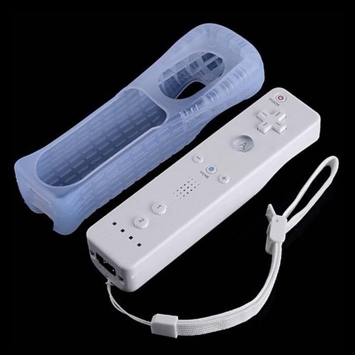 Manette de jeu - Nintendo - Wii Remote + Nunchuk - Motion Plus intégré - Sans fil - Housse protection blanche