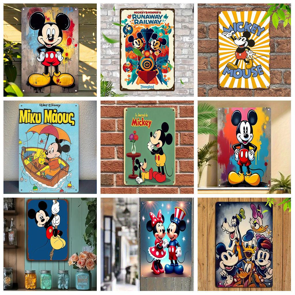 Miniso Mickey Colorful & Creative Bar Metal Sign, Retro Plaque, Sign, Alcohol Drinker, Pub, Club, Kitchen Wall Decoration