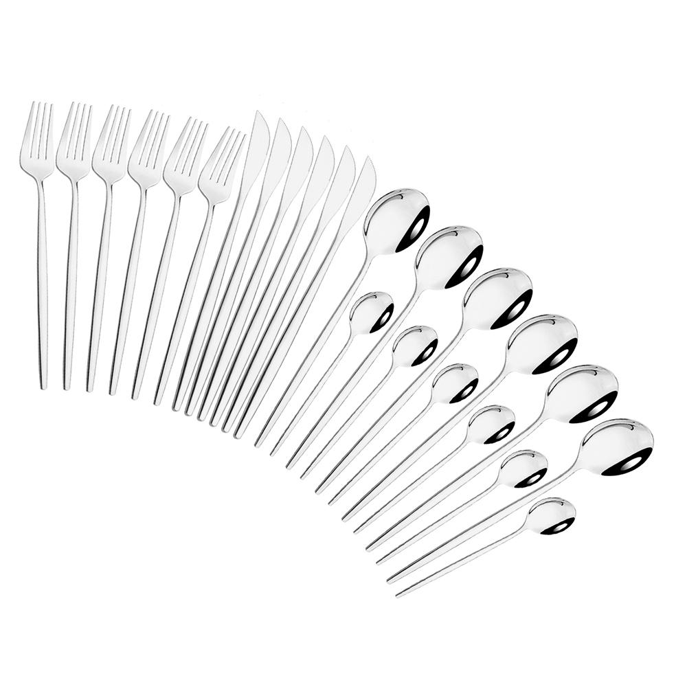 Pink Gold Cutlery Set Stainless Steel Dinnerware Set 24Pcs Knives Forks Coffee Spoons Flatware Set Kitchen Dinner Tableware Set