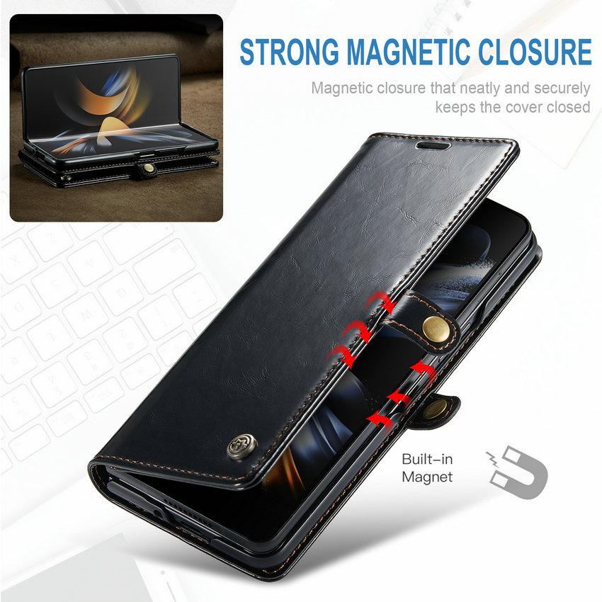 CaseMe for Samsung Z Fold 5 4 Case Luxury Leather Wallet Phone Case Detachable 2 in 1 Phone Cover with Multi Card Slot Case