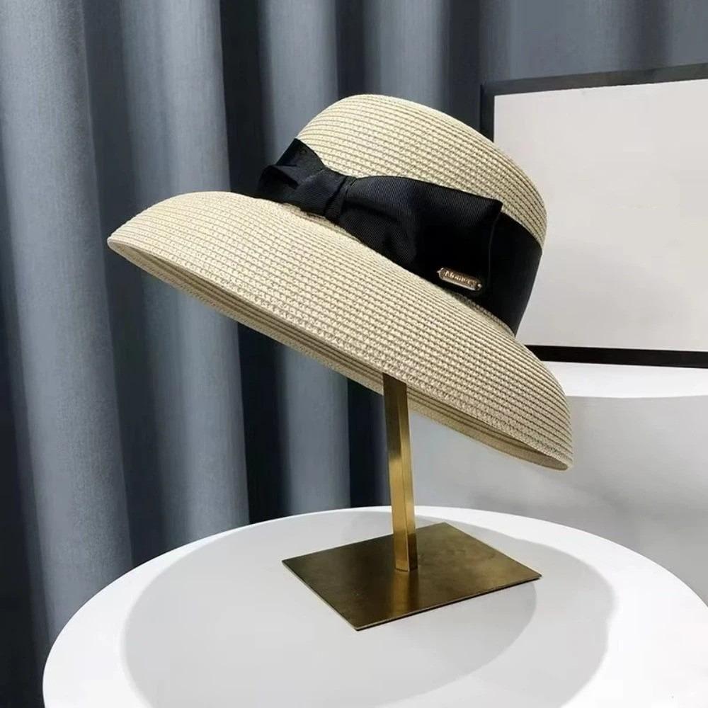 Wide Brim Women Straw Hat Summer Face Covering Sun Hat French Beach Sun Hat For Beach Vacation