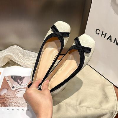 Женские маленькие балетки на скрытой платформе, темпераментные, универсальные, женские туфли на плоской подошве с квадратным носком, одинарные туфли с бантом, туфли Мэри Джейн