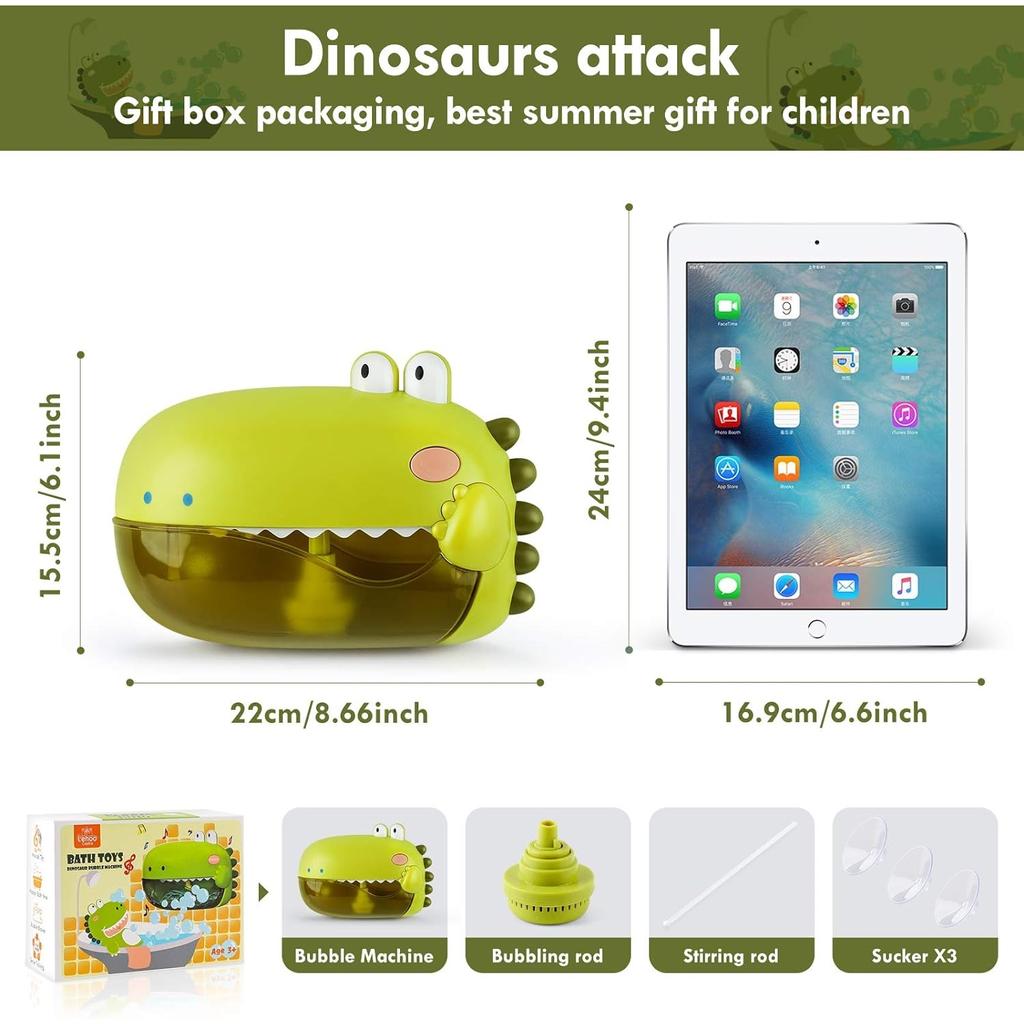 Bath Toy, Foam Machine Bath with Music, Dinosaur Bath Toy Baby with 1000+ Bubbles Per Minute