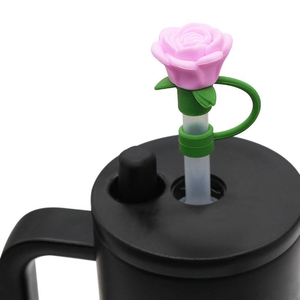 Heat-resistant Rose Flower Straw Cover Dust Proof Straw Covers Cap for Stanley Cup