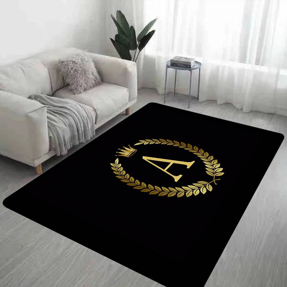 Black Golden Crown Letter Bathroom Mat Anti-slip Absorb Water Long Strip Cushion Bedroon Mat Welcome Doormat