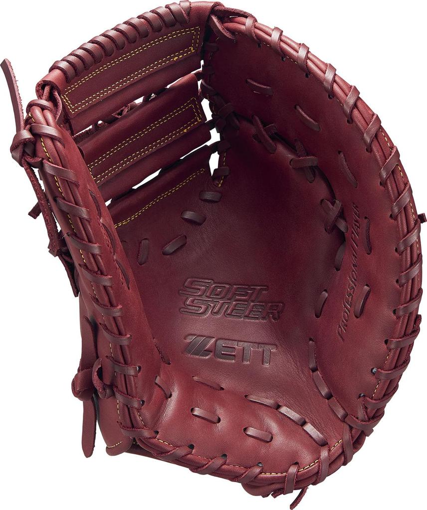 ZETT Soft Steer First Base Mitt for Bordeaux Brown BRFB35513F Left-Handed Throwers, (4000),