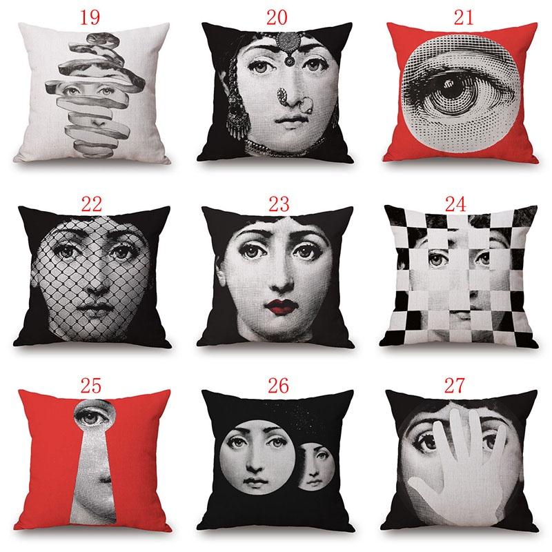 Льняная винтажная наволочка для декоративной подушки с лицом Пьеро Форназетти, на поясничную подушку, новая