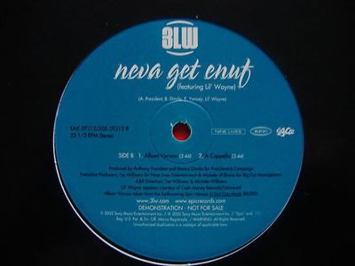 12-дюймовая пластинка 3LW, LIL WAYNE - Neva Get Enuf EAS59212 Epic 2002 США Рэп и хип-хоп/R&B Б/У