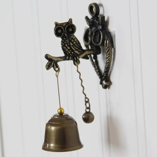 Retro-style Animal Doorbell Metal Copper Bell Wind Chimes Hanging Wall Horse Elephant Owl Shape Wind Bells Hanging Decorations