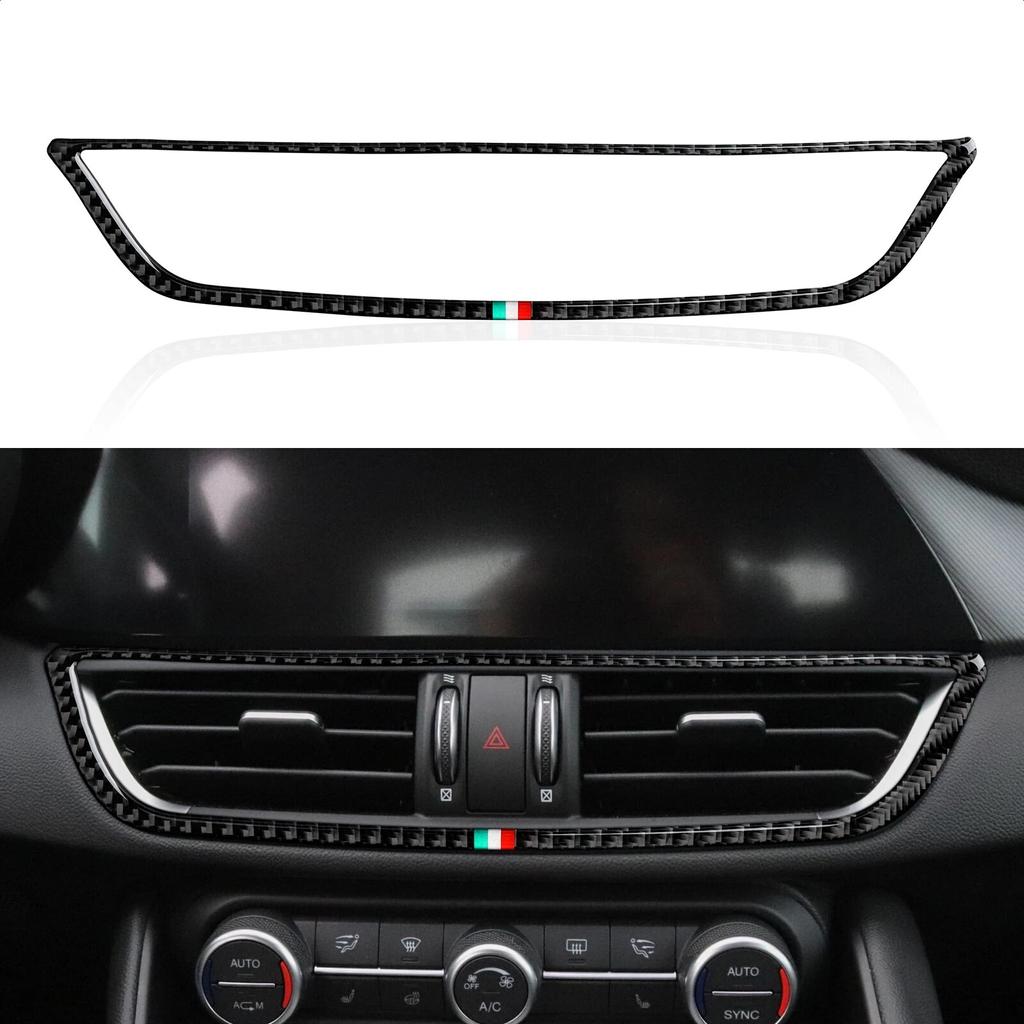 Car Air Vent Sticker Center Console AC Decals Carbon Fiber Trim For Alfa Romeo Giulia 952 2017 2018 Accessories