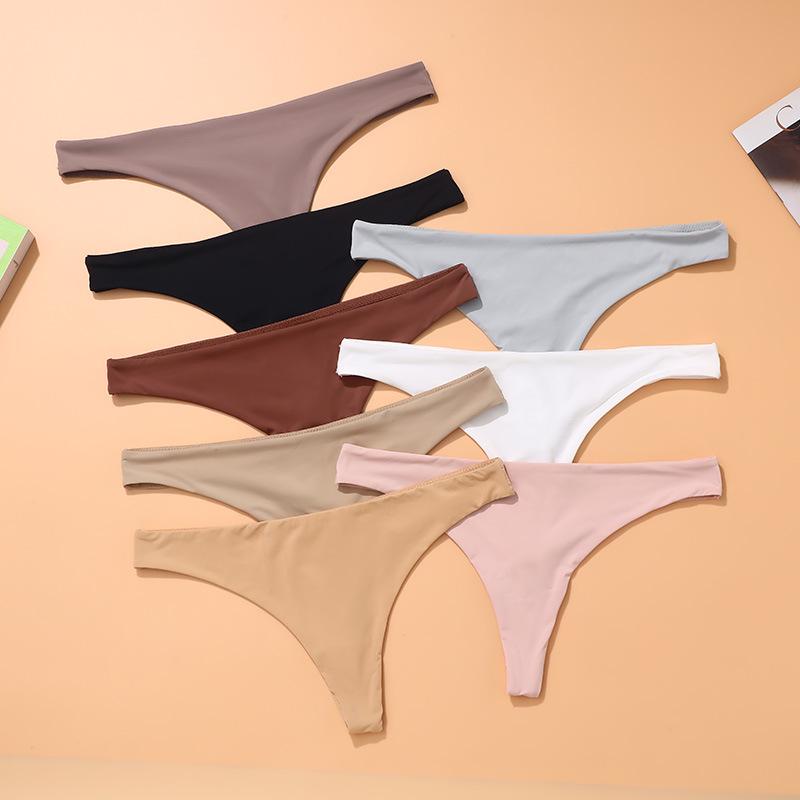 European-American Low Waist Cotton Seamless Nude Thong for Women
