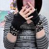 Перчатки с шипами в стиле панк Y2K, хип-хоп, с заклепками, без пальцев, готические, регулируемые, с крестовой оберткой, нарукавники, митенки с полупальцами