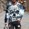 Horror Skull Head Print Graphic T Shirts Fashion New Men's Long Sleeve Round Neck T-shirt Retro Streetwear Y2k Tops