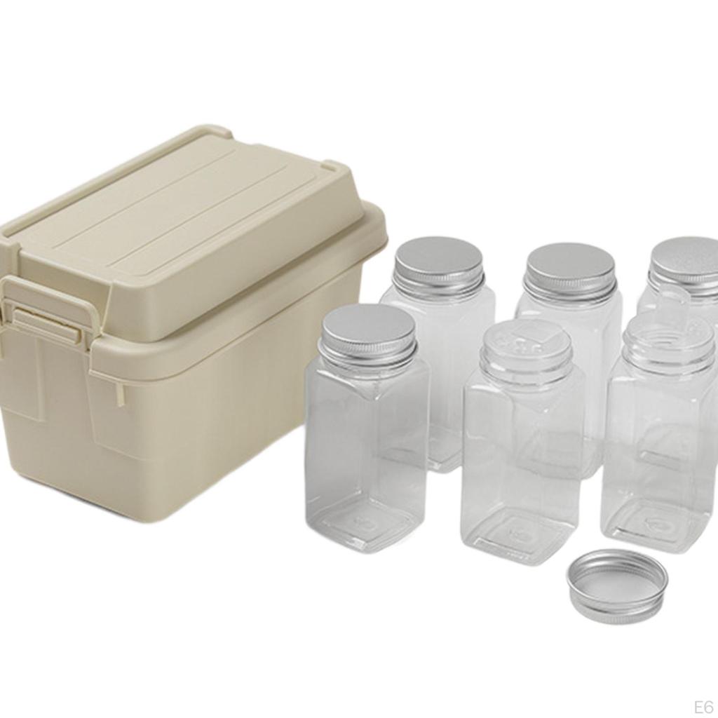 6 Pieces Spice Container Set Pouch Bottles Organizer Dispenser Seasoning Bottle PP