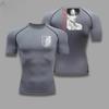 Men Compression Shirt Workout Quick Dry Levi Ackerman Print Top Breathable Sweat Absorbing Fit Fitness T-Shirt Sweat-Resistant