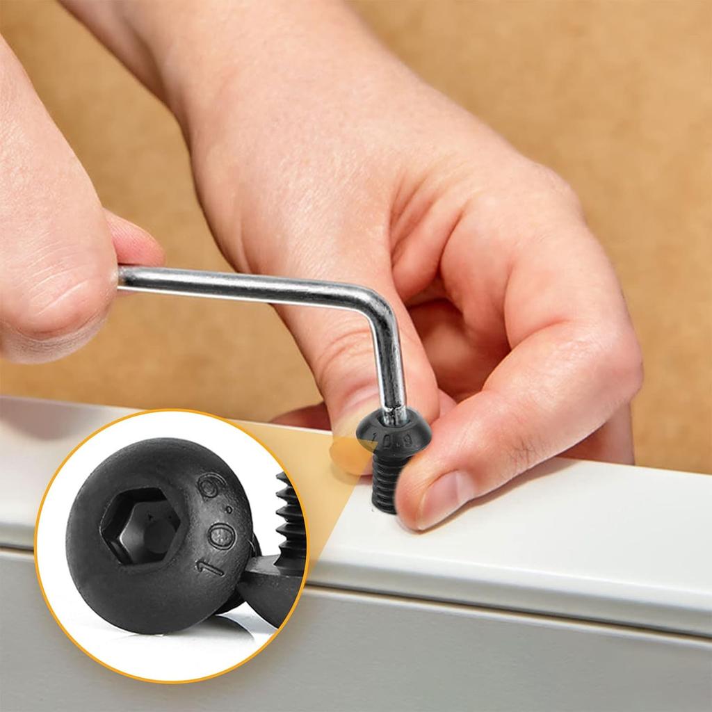 450 шт., черные болты с полукруглым шестигранным углублением под ключ