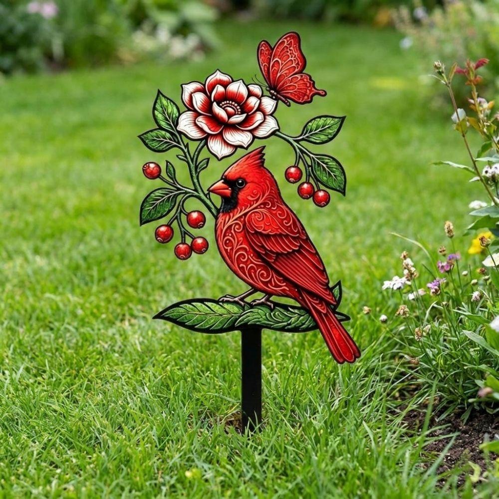 Decorative Bird Pattern Ground Insertion Acrylic Yard Lawn Ornament Outdoor Lawn Use