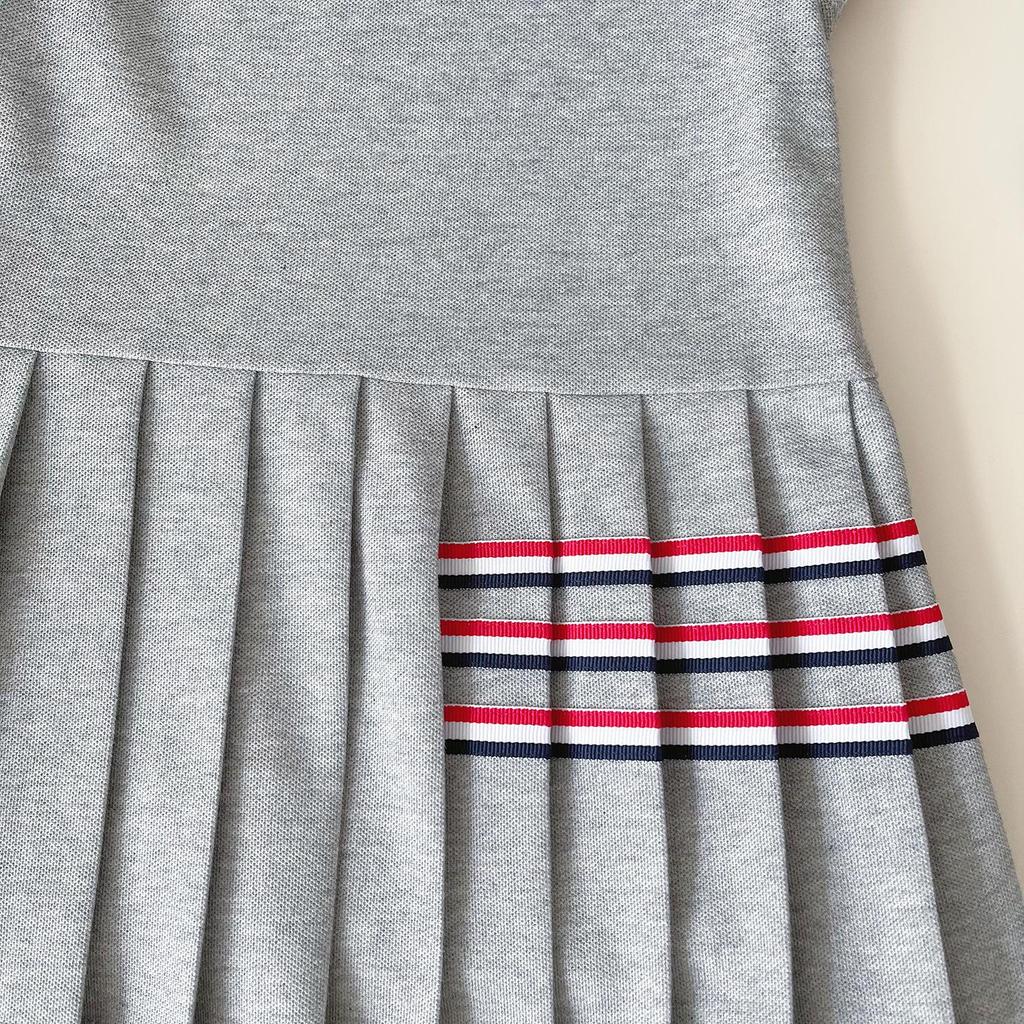 Летнее платье без рукавов для девочек 2025: Воротник ПОЛО, Стиль колледжа, Плиссированная юбка-жилет