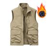 Four Seasons Men's Vest Thin Sleeveless Stand-Up Collar Multi-Pocket Quick-Drying Vest Large Size Vest