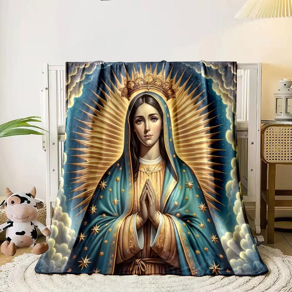 "Celestial Madonna in Blue Robe" print blanket soft and cozy perfect for the living room bed sofa or a nap,gift