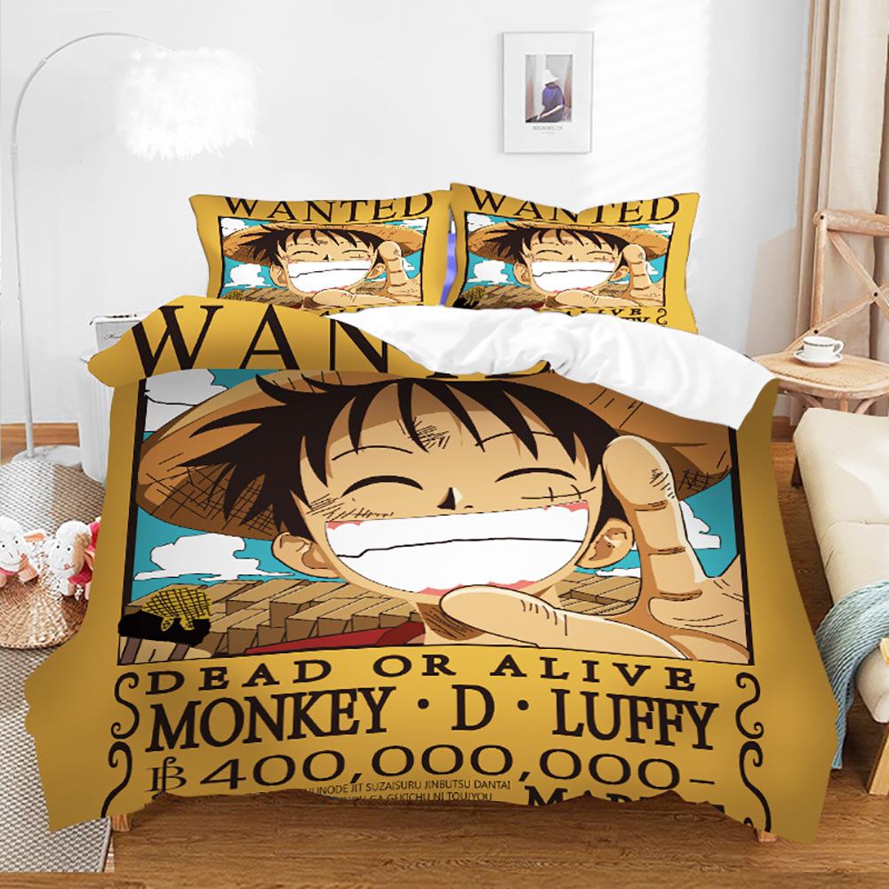 ONE PIECE series Luffy cartoon animation 3d digital printing children's student dormitory/home three-piece set