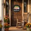 Outdoor Welcome Sign For Porch Interchangeable Seasonal for Front Door, 12 Inch Round Wood Hanging Festive Holiday Door Hanger with 15/16 Ornaments