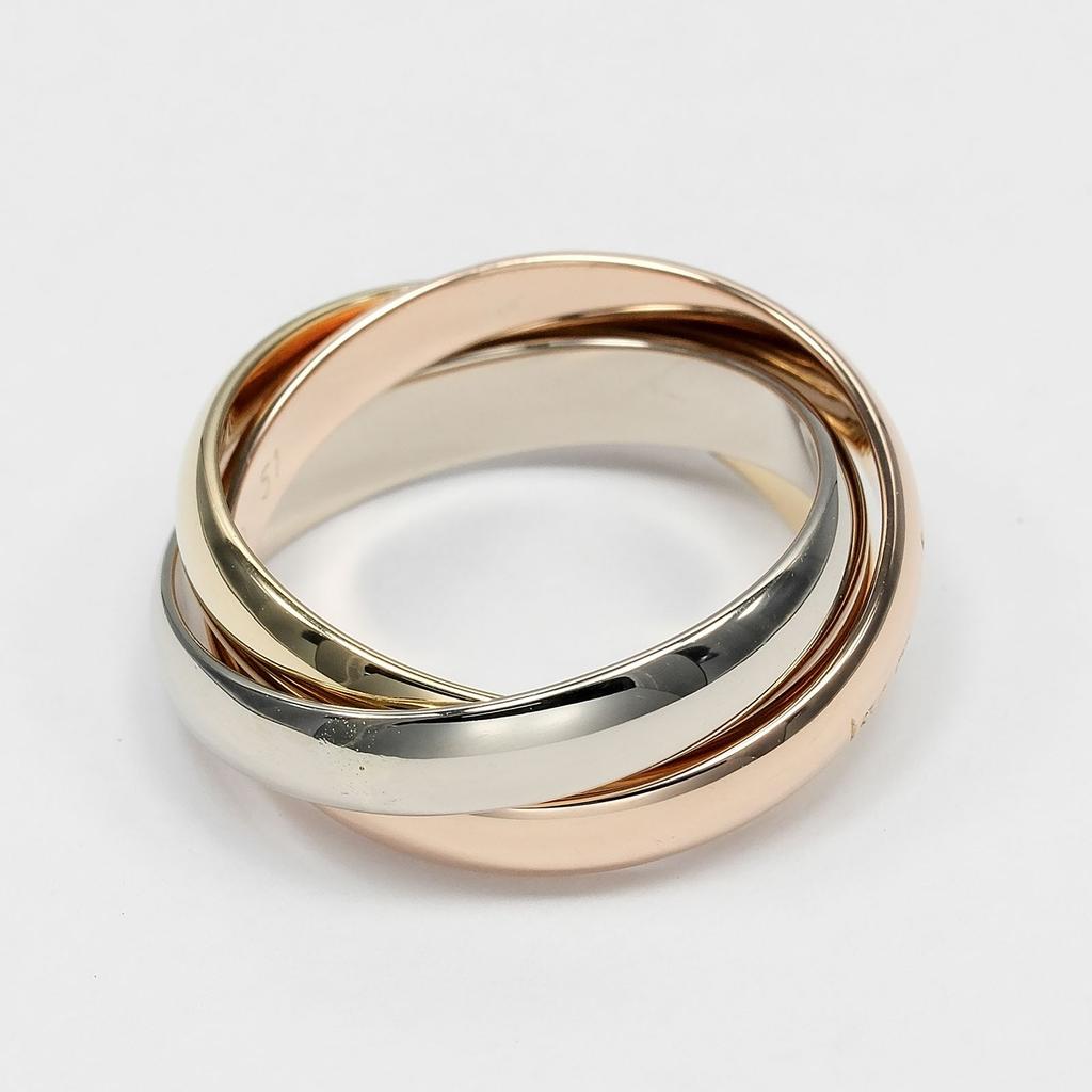 CARTIER Trinity Ring 0.1" band K18 Gold (YGxPGxWG) #4.3(US Size) 6.66g Women Used