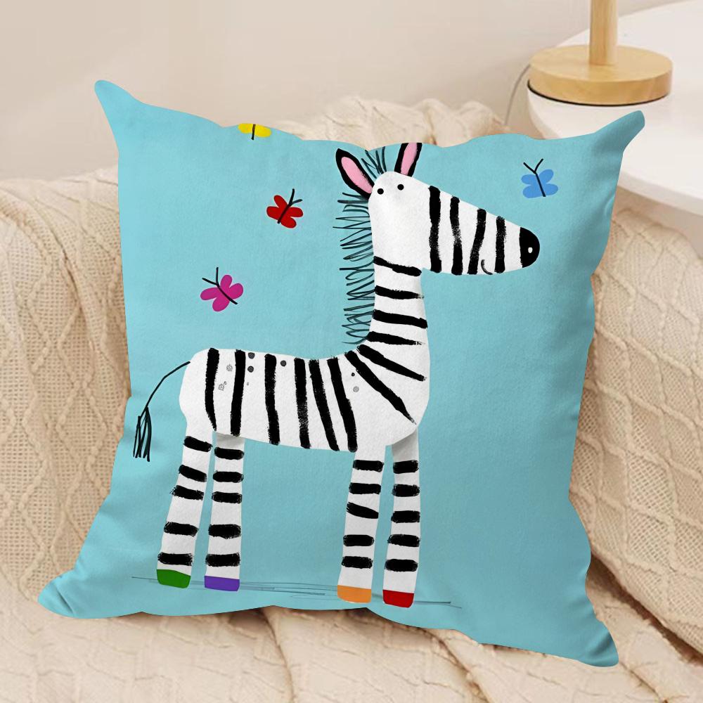 Cute Zebra Cushion Cover Pillowcase Ultra Soft Skin Friendly Fabric Cloud Like Comfort Concealed Zipper