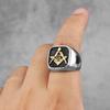 Retro Freemason Symbol Simple Charm Stainless Steel Mens Rings Masonic Templar for Male Biker Jewelry Creativity Gift