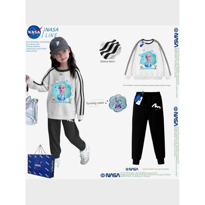 Осенний наряд для девочек Nasa, одежда Эльзы из мультфильма «Холодное сердце», новый детский свитшот 2025, весенне-осенний комплект из двух предметов