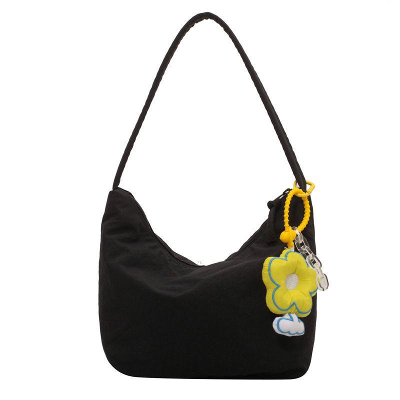 Solid Color Women Underarm Bags Soft Nylon Ladies Simple Hobos Shoulder Bag Female Clutch Purse Small Handbags Girls Armpit Bag
