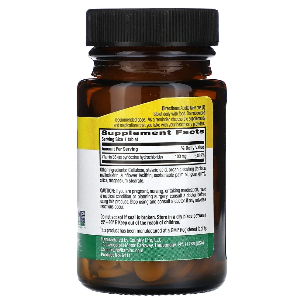 Country Life Vitamin B6 100 mg, 100 Tablets
