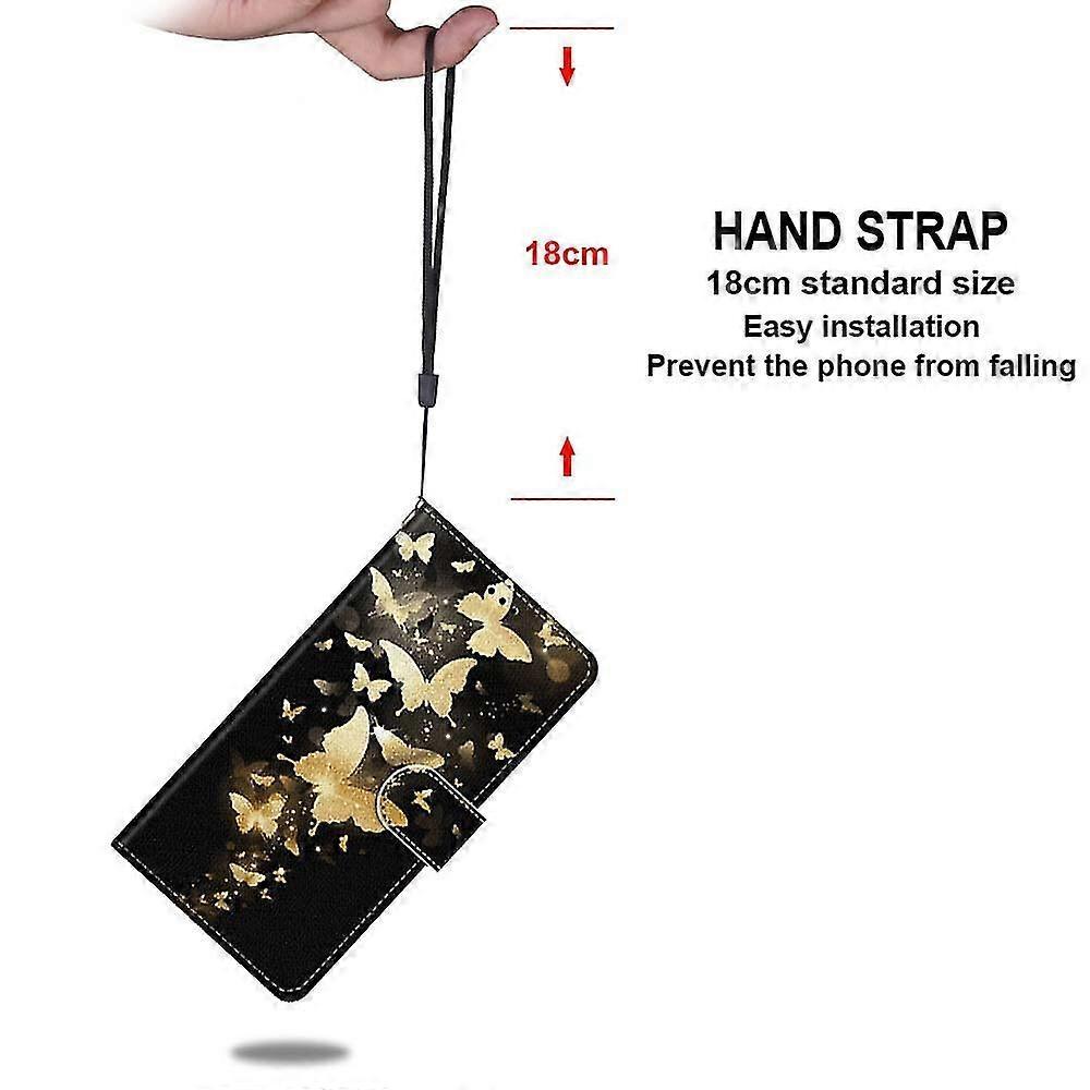 New Case Compatible With Samsung Galaxy Xcover 5 Cover Card Slots Creative Golden Butterfly Pattern Wallet Case Coque