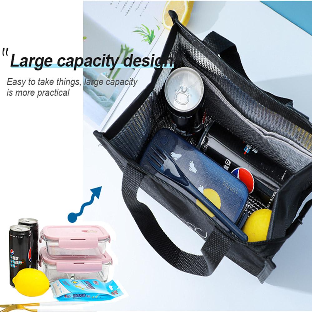blue Portable Hand Zip Office Handbags Food Storage Box Picnic Bag Food Tote Lunch Bags Cooler Bags