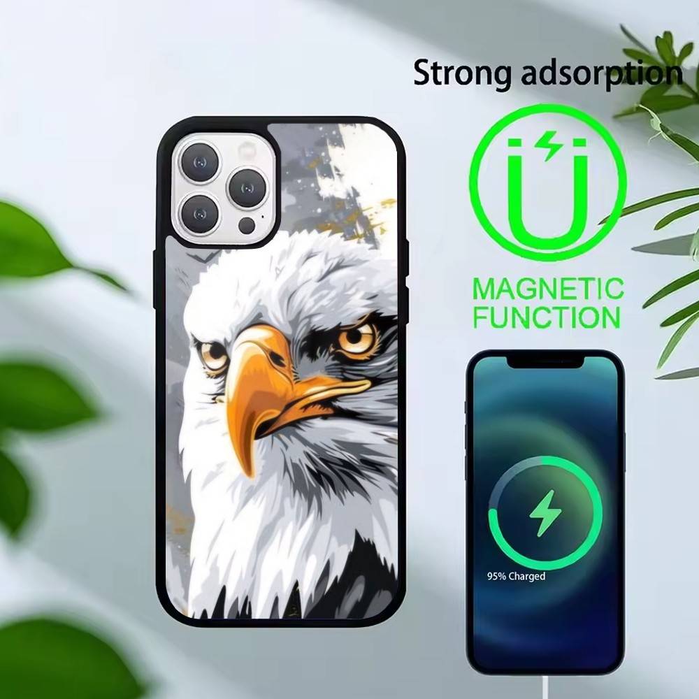 Cool Eagle Phone Case For iPhone17,16,15,14,13 Plus,Pro Max Magnetic For Magsafe Wireless Charging