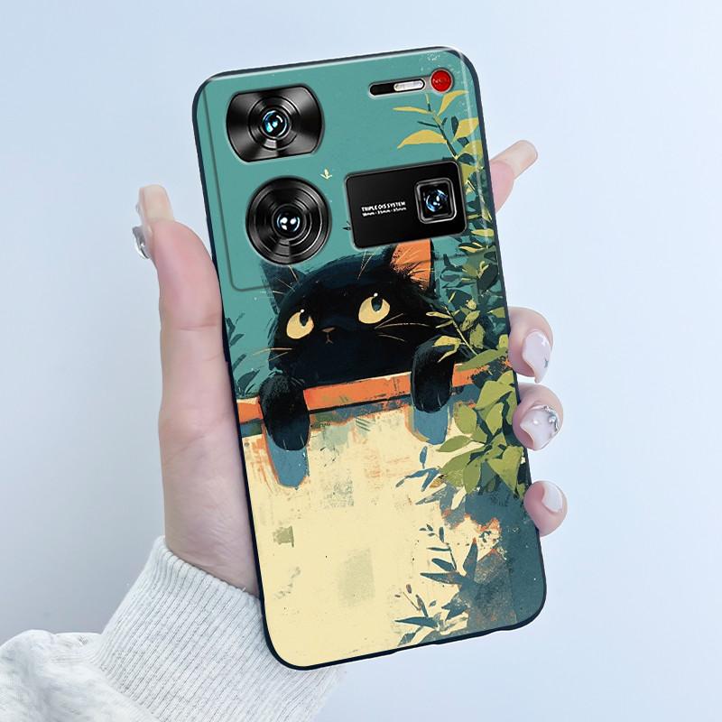 Милый Чехол Для ZTE Nubia Z60 Ultra 5G Capa Fundas Печатный Корпус Защитная Задняя Крышка Мягкий Силикон Мультяшный Черный Корпус Coque