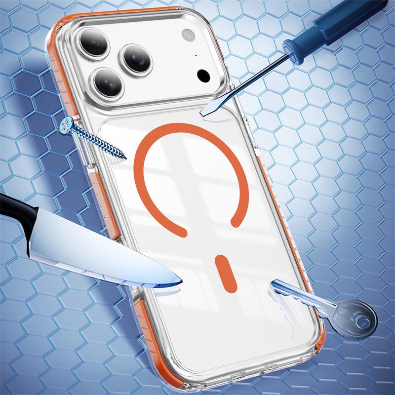 Магнитный чехол Crystal Shield со полосками для iPhone 17 Pro Max, Совместим с магнитным кольцом Apple 16/15 и 14/13