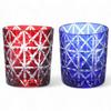 Mizukage Kiriko Pair of Rocks Diamond Red with Bottom Bisho J-kitchens Glasses, 80xH90mm, 280cc, Pattern, & Blue, Engraving, (Current Model)
