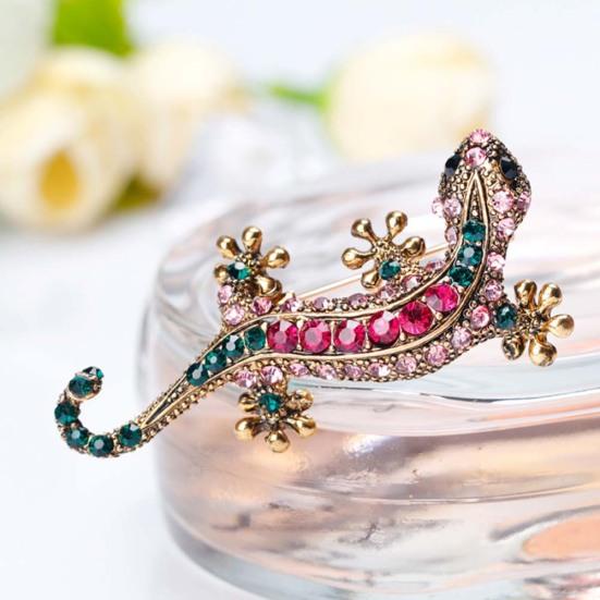 Унисекс горный хрусталь ящерица геккон животное крипер брошь булавка корсаж ювелирные изделия подарок
