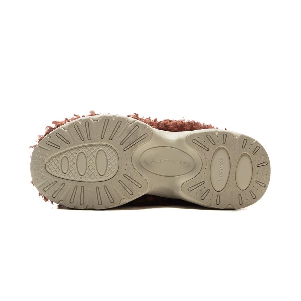 Li Ning Fabric Bubble Gum Fashion Versatile Fleece Non-Slip Wear-Resistant Low-Top Casual Shoes Women Casual Shoes Chestnut-Brown AGCU552-2