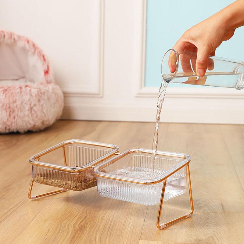 Приподнятая миска для воды для корма для кошек, прозрачная наклонная горловина, приподнятые миски для домашних животных для кошек и собак