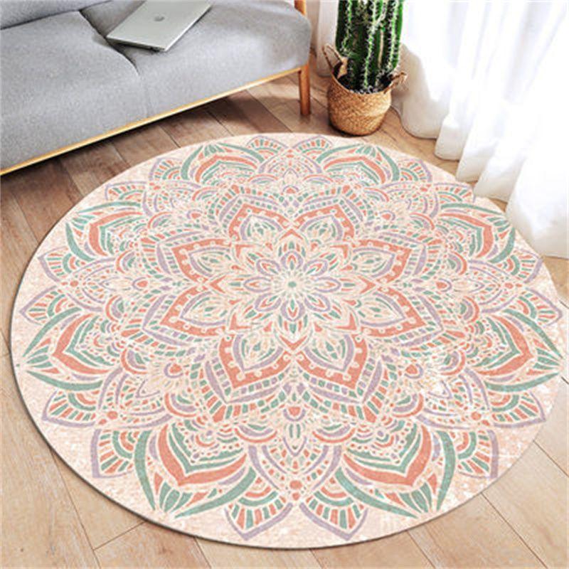 Ethnic Style Circular Carpet Bedroom Minimalist Computer Chair Circular Pad Dressing Table Bedside Dirt Resistant