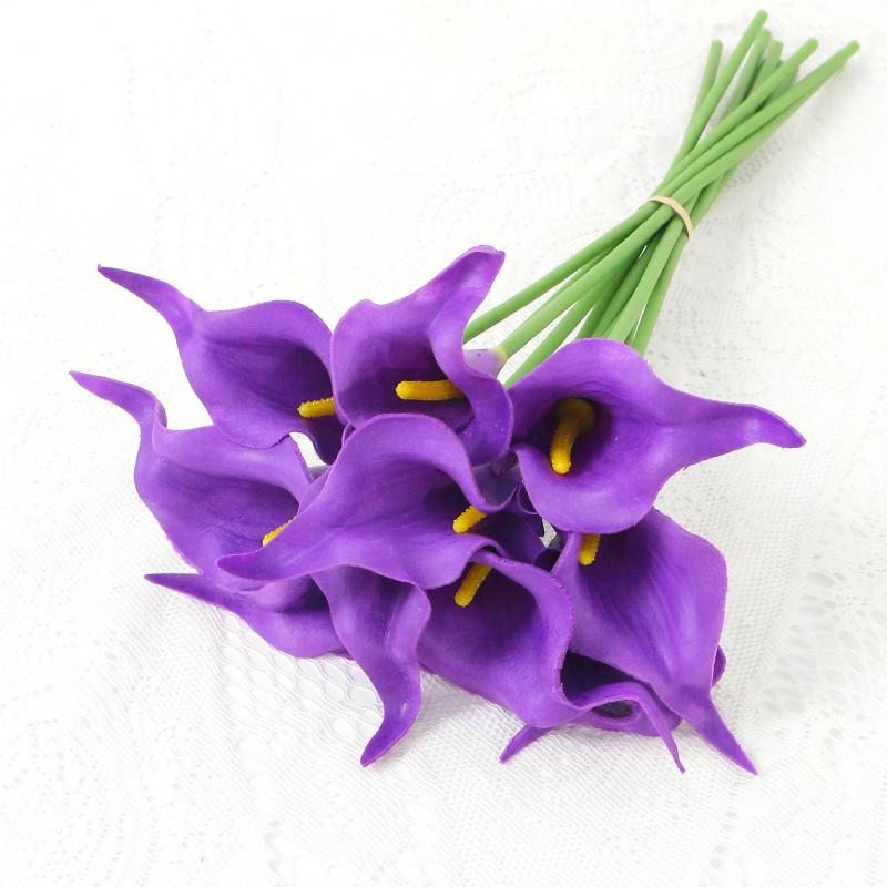 2/5Pieces Real Touch Calla Lily Artificial Flowers White Wedding Bouquet Bridal Shower Party Home Flower Decoration Fake Flowers
